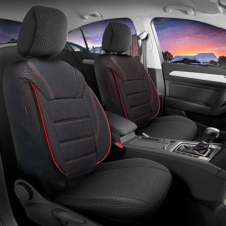 Autositzbezüge für Citroen C3 Picasso 2008-2017 PALERMO_Schwarz-Rot 2+3