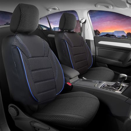 Autositzbezüge für Fiat Doblo (IV) 2015-2019 PALERMO_Schwarz-Blau 2+3