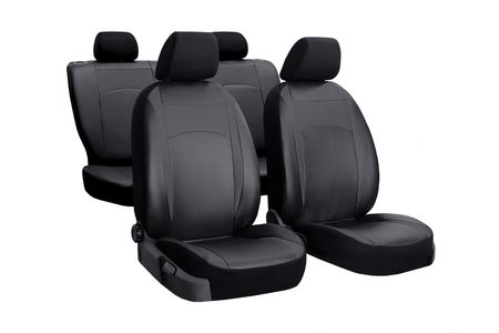 Autositzbezüge für Kia Venga 2009-2019 Design Leather Schwarz 2+3