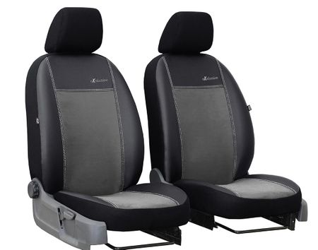 Autositzbezüge für Mitsubishi L-200 (I) 1378-1986 Exclusive Alcantara - Grau 1+1, Vorderseite