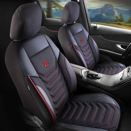 Autositzbezüge für Seat Leon (III) 2013-2020 FLORIDA_Schwarz-Rot 2+3