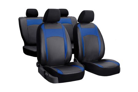 Autositzbezüge für Volkswagen Polo (V) 2009-2017 Design Leather Blau 2+3