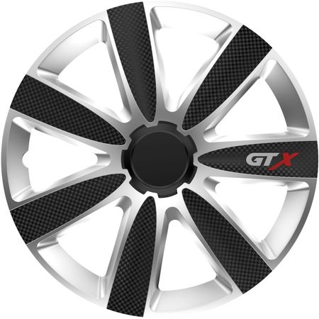 Radkappen Nissan GTX Carbon 16" Black & Silver 4ks